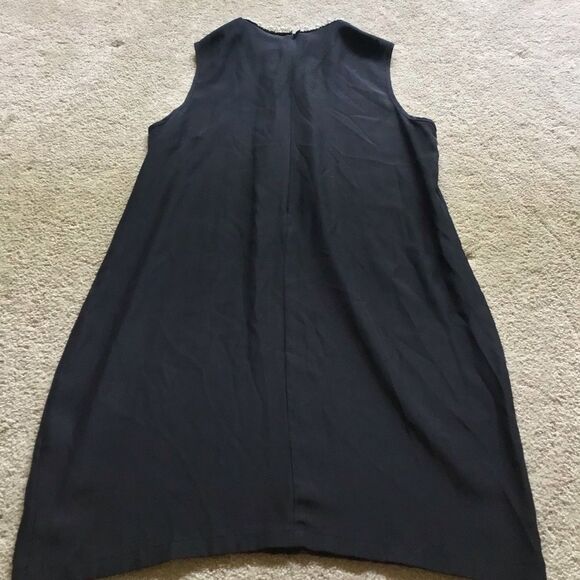 Jewel Collar Neck Silk Little Black Mini Dress By Amanda Prichard - Picture 5 of 7